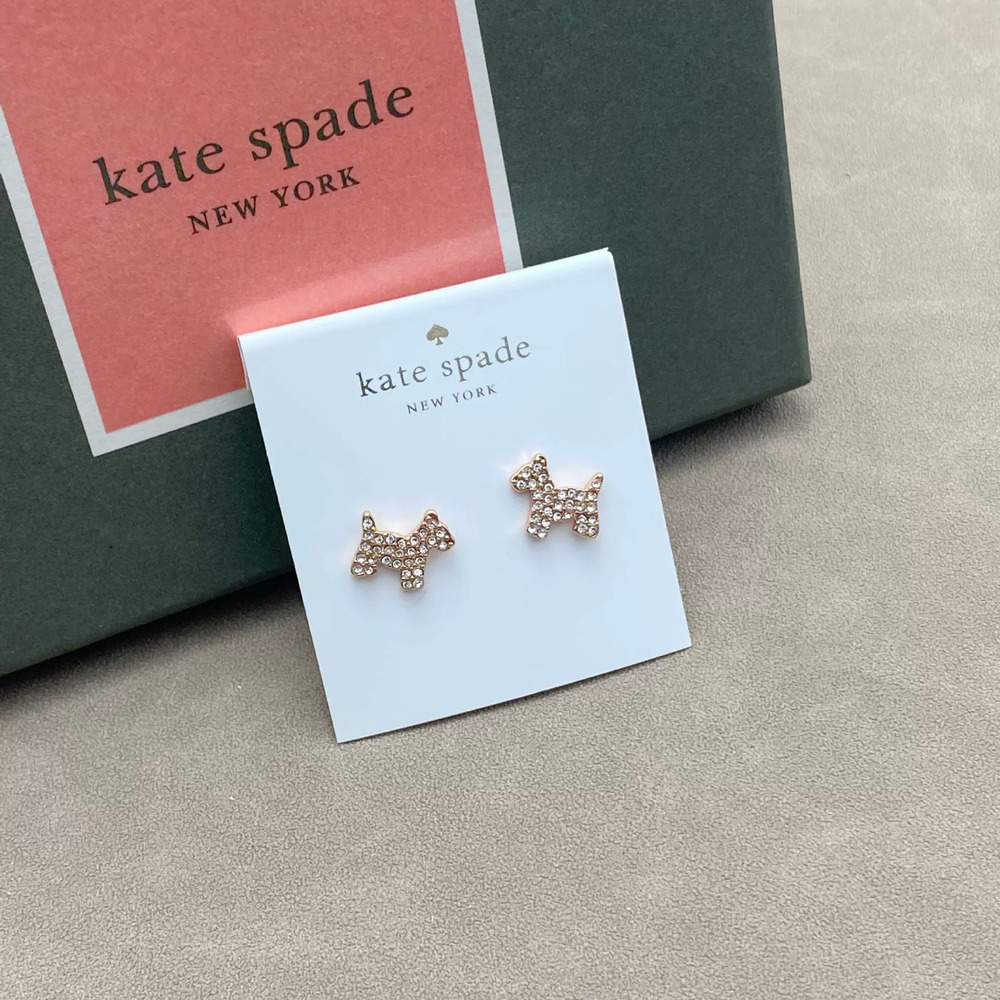kate spade Diamond Encrusted Dog Stud Earrings